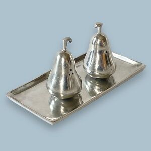 Lunar Ed Polished Heavy Aluminum 3pc Pear Salt & Pepper Shaker Set